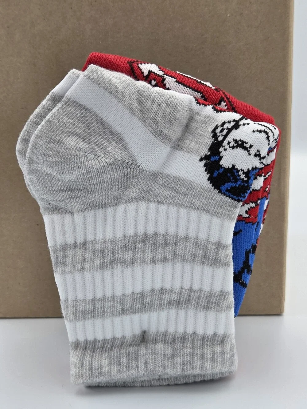 Superman Boys Mid-Crew Socks 3 Pair M/L 3-10 Nwt